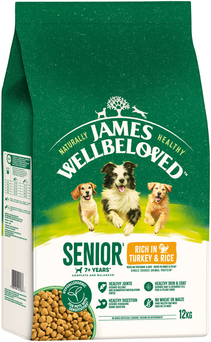 JAMES WELLBELOVED Hunde-Trockenfutter Senior Truthahn + Reis